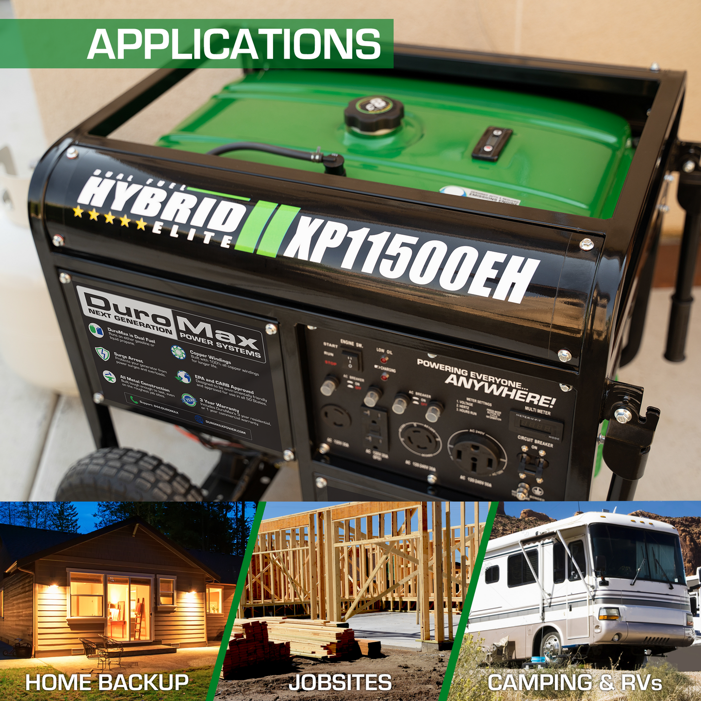 DuroMax XP11500EH Generator Electric Start Dual Fuel Hybrid Portable 11500Watt 457cc